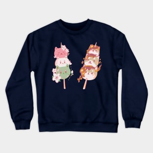 Sakura Hanami Dango Cat and Mitarashi Dango Shiba Crewneck Sweatshirt